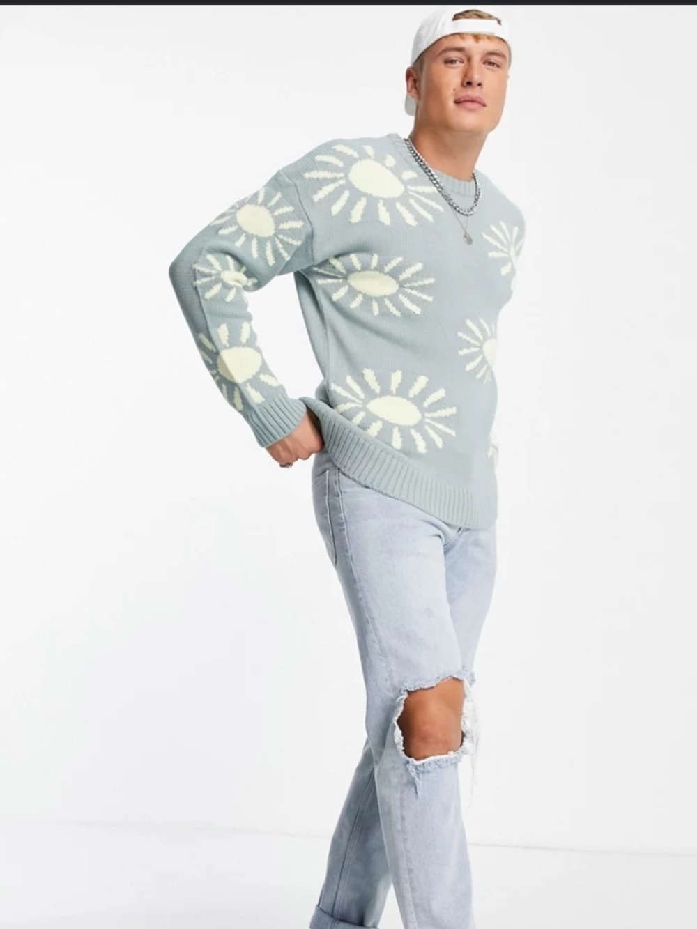 New Look Light Blue Slim Distressed Jeans